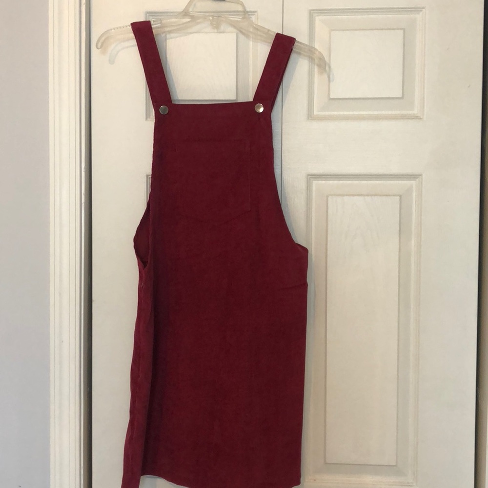 marroon overall dress